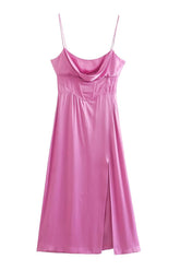 Vestido midi sencillo negro con tirantes finos